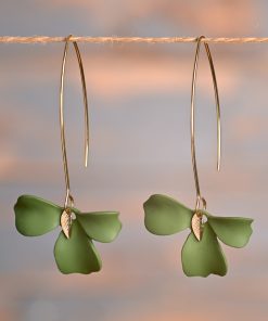 Fluvia – boucles hameçons dorées en acier inoxydable et laiton - Vert
