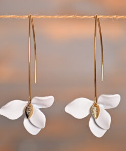 Fluvia – boucles hameçons dorées en acier inoxydable et laiton - Blanc