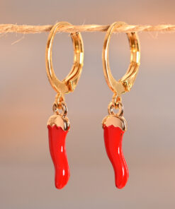 Pimento – Dormeuses dorées et piments rouges