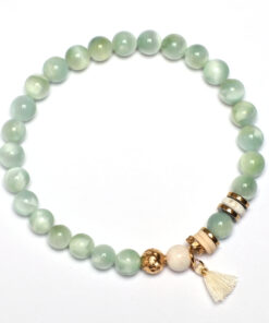Bracelet Loéva – Angélite verte et détails dorés