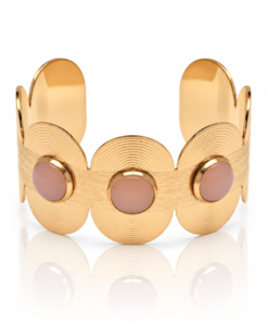 Nola – Bracelet jonc doré à cabochons roses