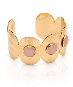 Alternative view of Nola – Bracelet jonc doré à cabochons roses