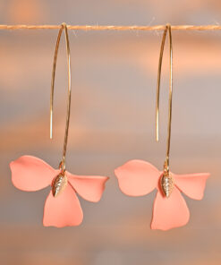 Églantine – Boucles d’oreilles fleurs roses dorées