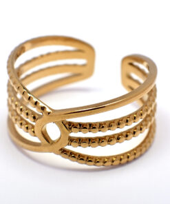 Alternative view of Cassia – Bague dorée graphique en acier inoxydable