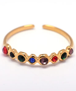 Vega – Bague dorée pierres multicolores