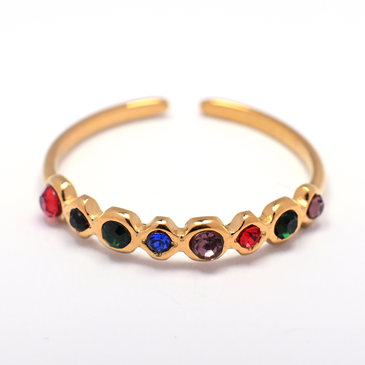 Vega – Bague dorée pierres multicolores
