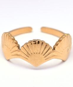 Ysée – Bague dorée éventails
