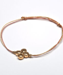 Alternative view of Sanza – Bracelet lien coulissant doré et rose, trèfle doré