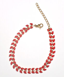 Rovena – Bracelet chaîne épi rouge