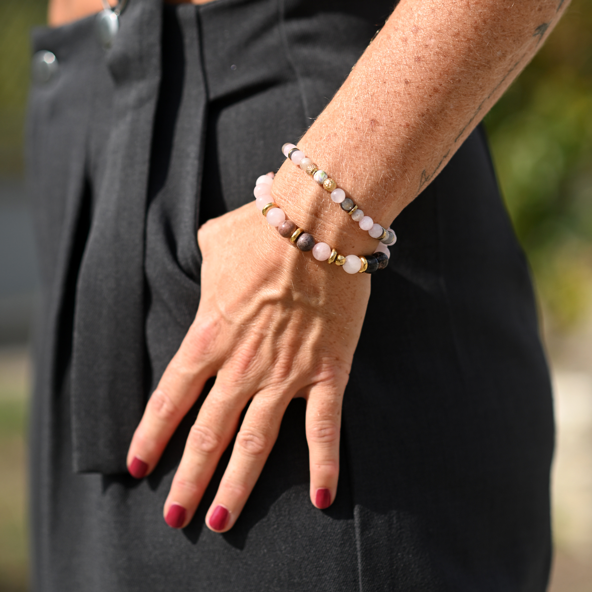 Alméa – bracelet quartz rose et agate – Image 2