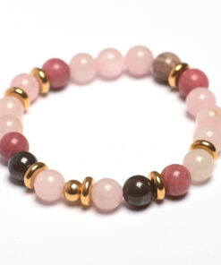 Alternative view of Lyséane – bracelet quartz rose et rhodonite