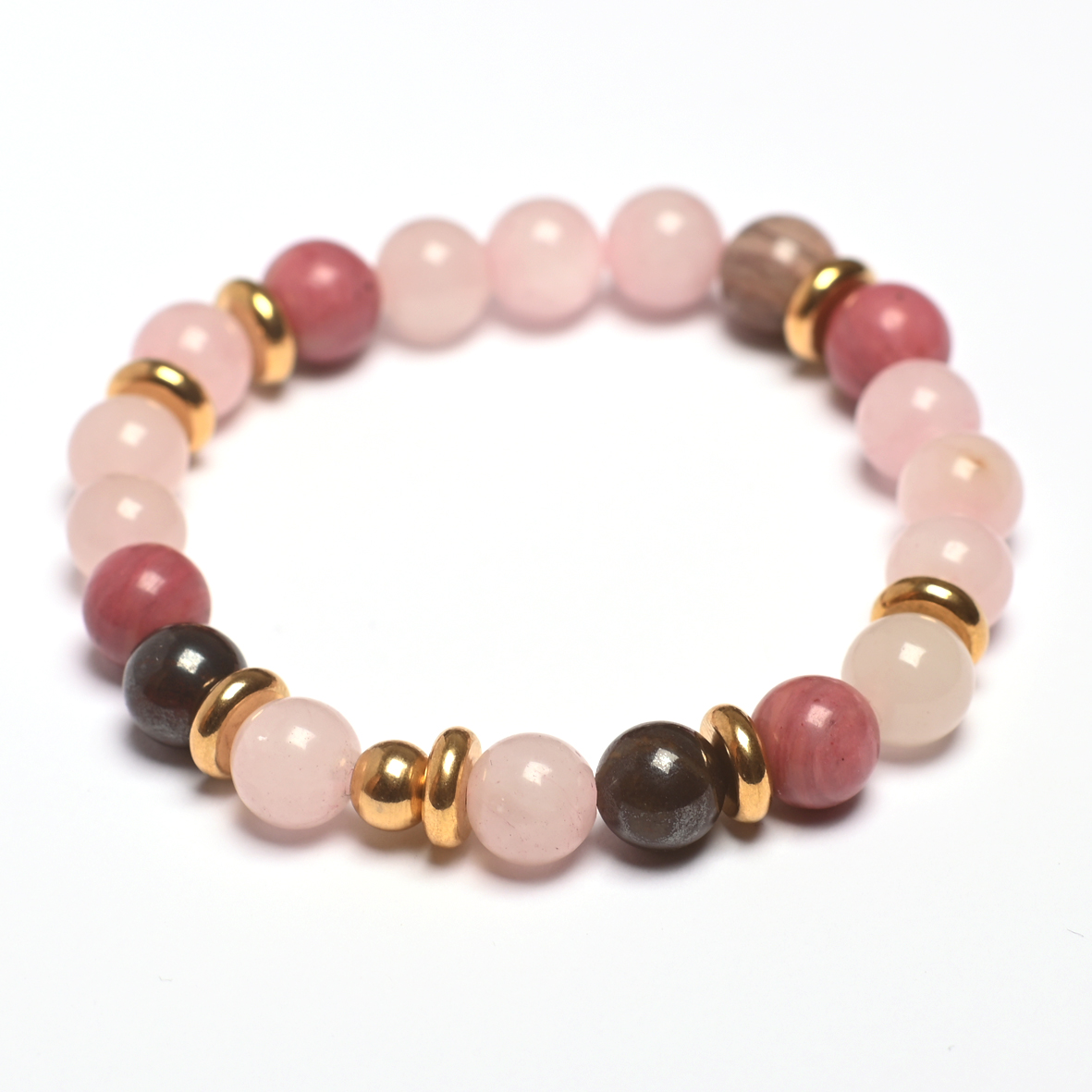Lyséane – bracelet quartz rose et rhodonite – Image 2