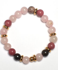 Lyséane – bracelet quartz rose et rhodonite